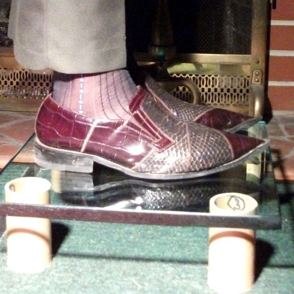 2PR Men's Sheer Brown Thick N Thin with Pattern, Cap Toe Cap Heel Socks - 10 -13 - Picture 2 of 13